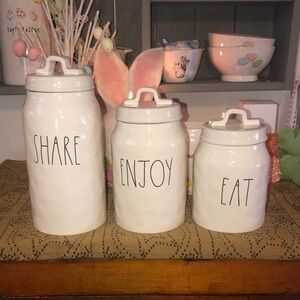 Rae Dunn SHARE ENJOY EAT Canister Set of 3
